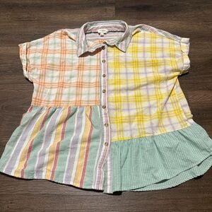NWOT UMGEE COLORFUL PLAID TOP